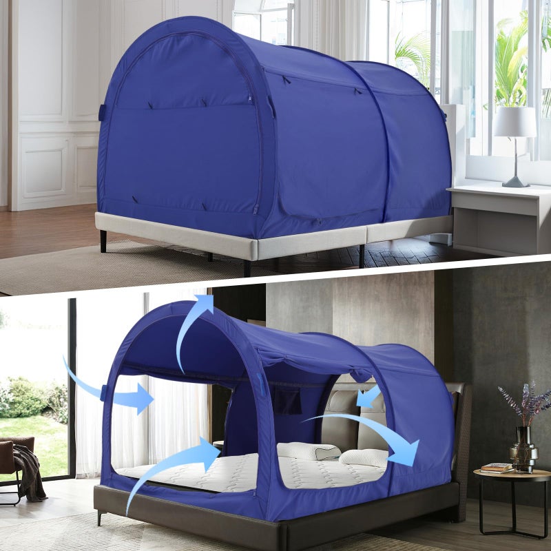 AlvantorÂ® Bed Canopy Bed Tents Dream Tents Privacy Space Twin Size Sleeping Tents Indoor Pop Up Portable Frame Curtains Breathable Grey Cottage (Mattress Not Included) Reducing Light - Image 1